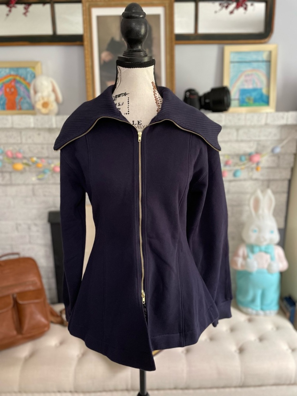 Anthropologie Maeve Long-Sleeve Zip-Front Top XS